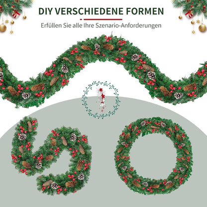 Weihnachtsgirlande 2.7 m für Treppe Geländer Tür Kamine Innen Außen