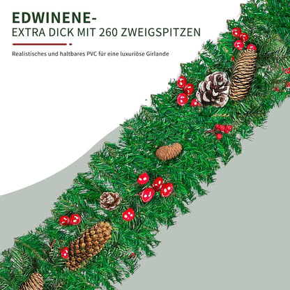 EDWINENE Weihnachtsgirlande 2.7m Dekoration Treppe Geländer Tür Kamine Innen Außen