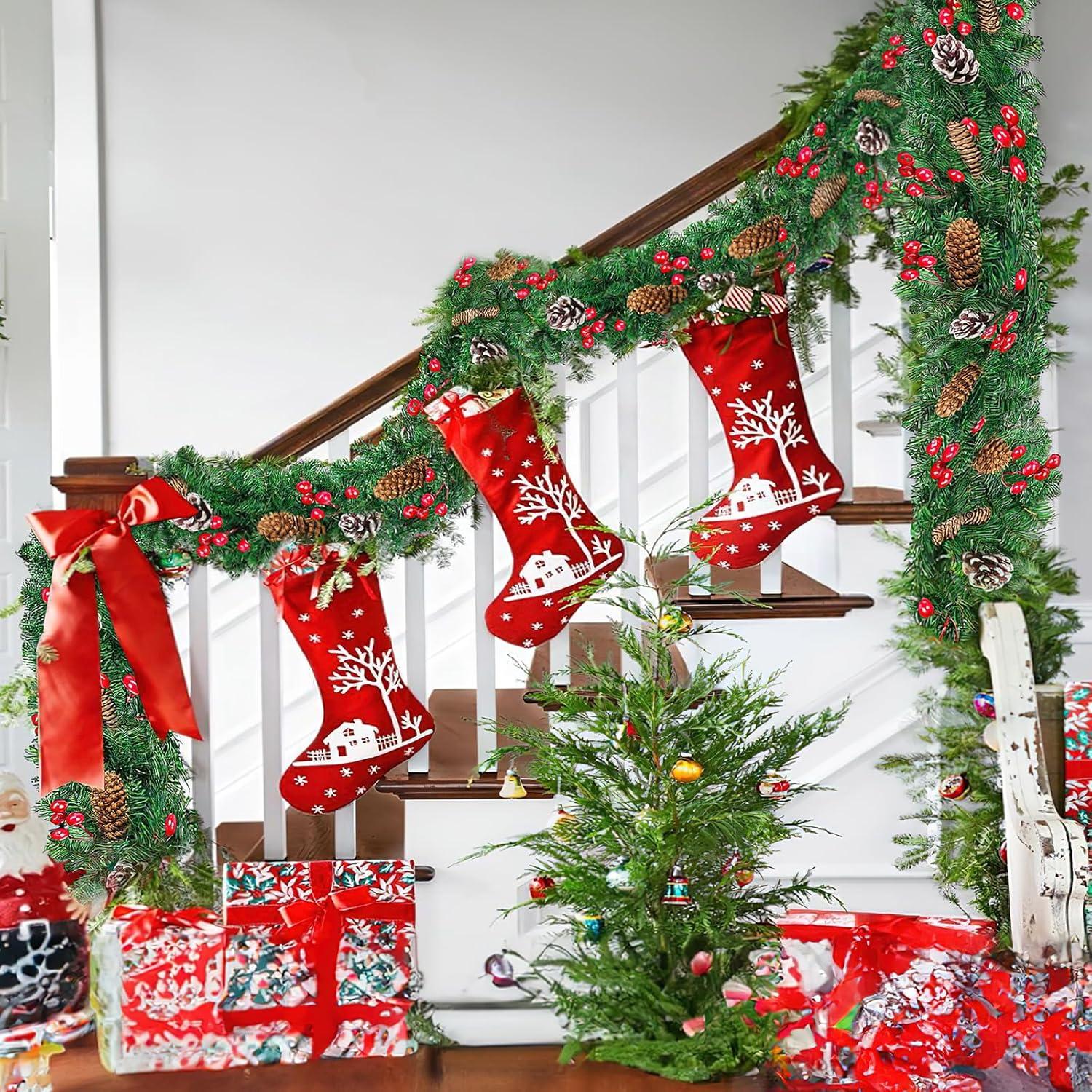 Weihnachtsgirlande 2.7m für Treppe Geländer Tür Kamin Innen Außen