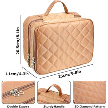 Wasserdichte Kosmetiktasche Doppelschicht Organizer Braun