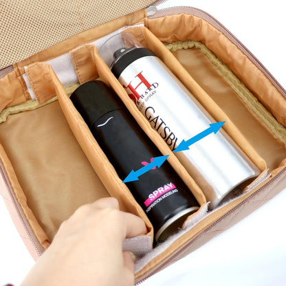 Wasserdichte Kosmetiktasche Doppelschicht Organizer Braun