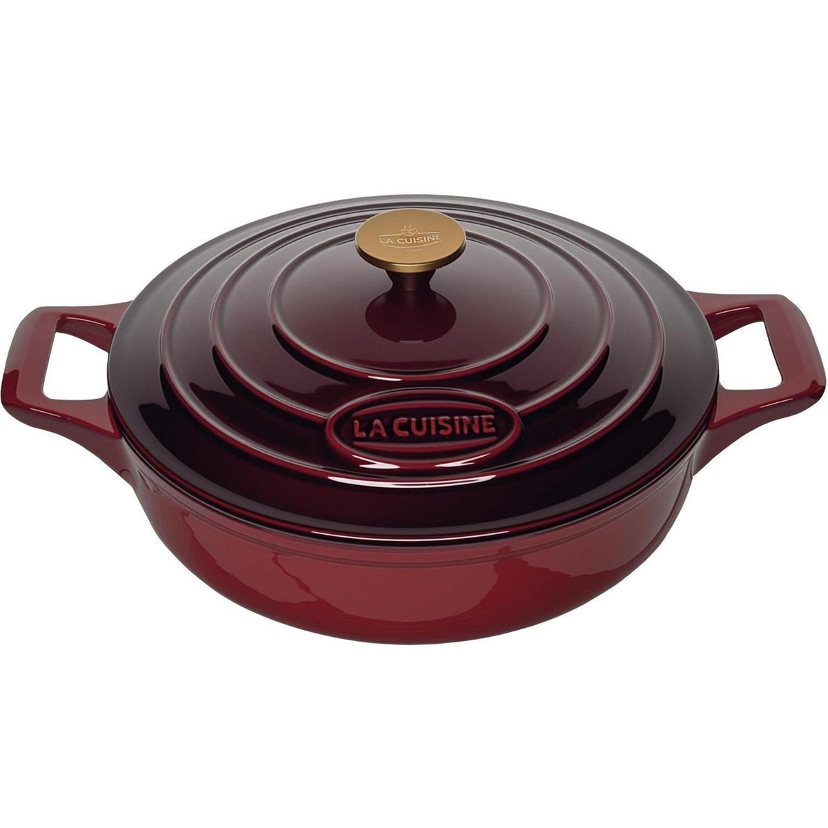 Gusseisen Schmorpfanne mit Deckel, 28 cm, Cranberry Rot