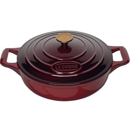 Gusseisen Schmorpfanne mit Deckel, 28 cm, Cranberry Rot