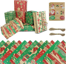 12 Blatt Weihnachtsgeschenkpapier Kraftpapier Set 70x50 cm