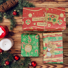 12 Blatt Weihnachts-Geschenkpapier Set mit Schnur und