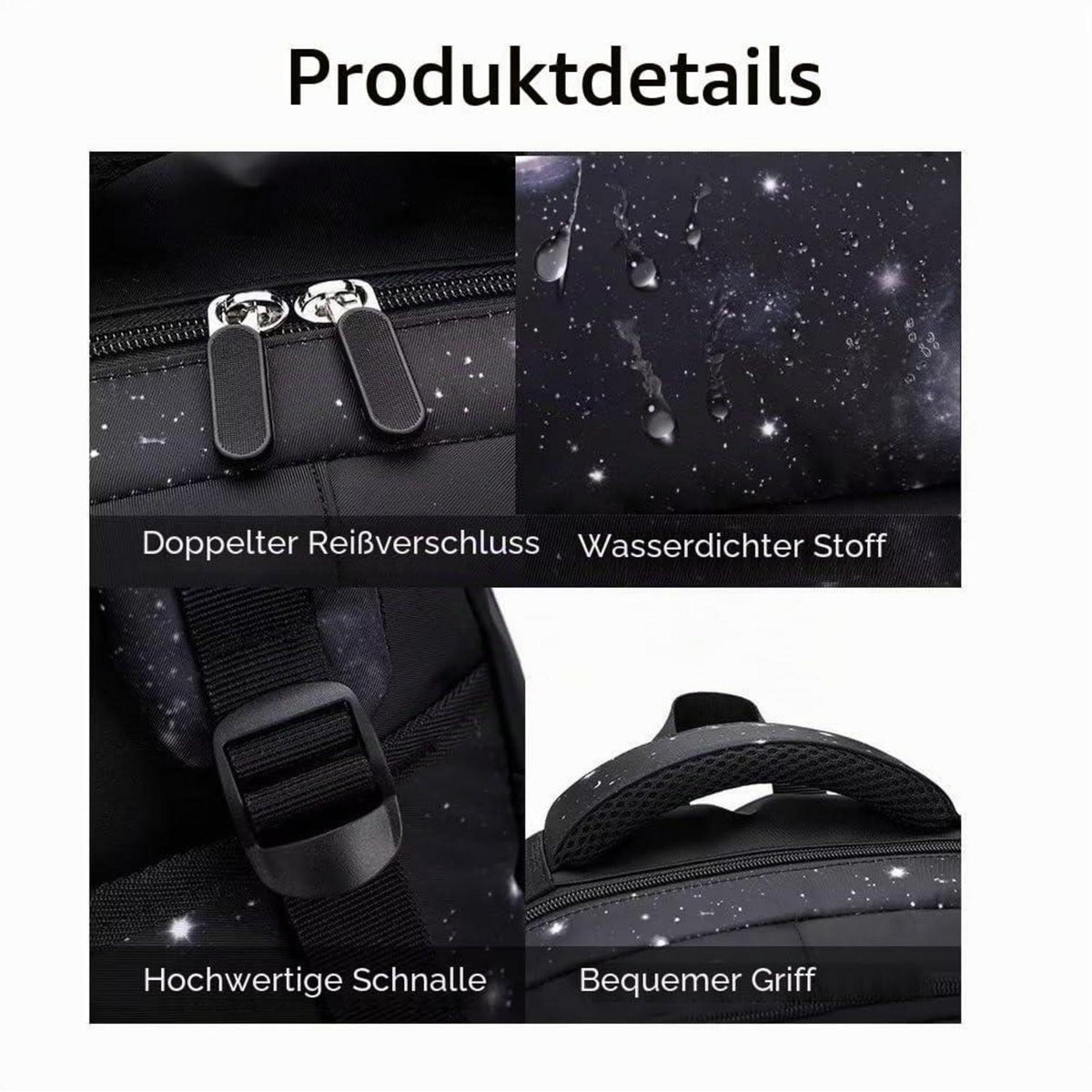 Schulrucksack Jungen Trolley Set mit Lunch Tasche & Federmäppchen Schwarz