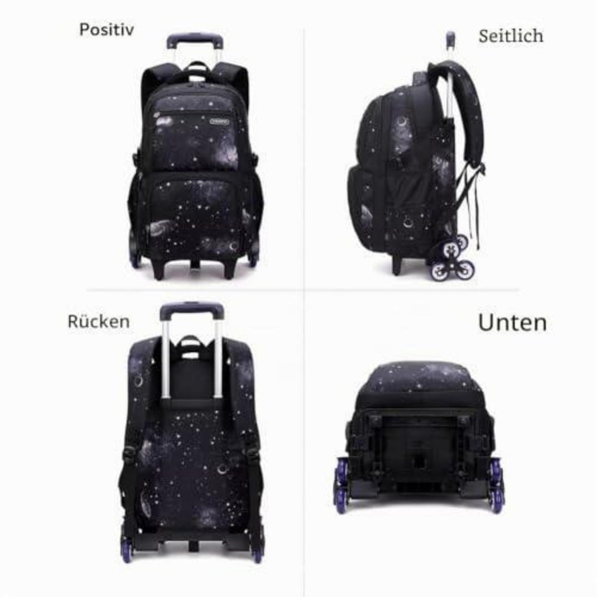 Schulrucksack Jungen Trolley Set mit Lunch Tasche & Federmäppchen Dunkelblau