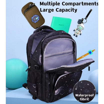 Schulrucksack Jungen Trolley Set mit Lunch Tasche & Federmäppchen (Blaue Galaxie)
