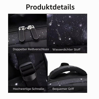 Schulrucksack Jungen Trolley Set mit Lunch Tasche & Federmäppchen (Blaue Galaxie)
