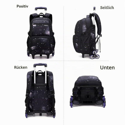 Schulrucksack Jungen Trolley Set mit Lunch Tasche & Federmäppchen (Blaue Galaxie)