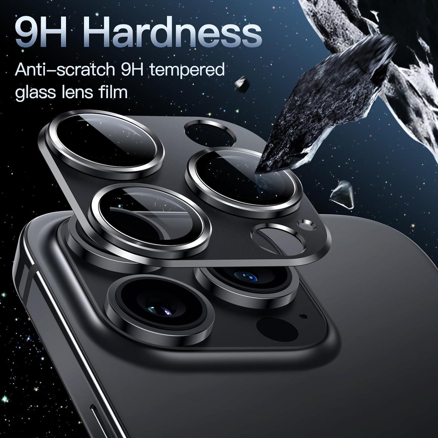 Kameraschutz für iPhone 14 Pro 6,1 Zoll & 14 Pro Max 6,7 Zoll, 9H Glas Vollabdeckung, Matte Metallplatte