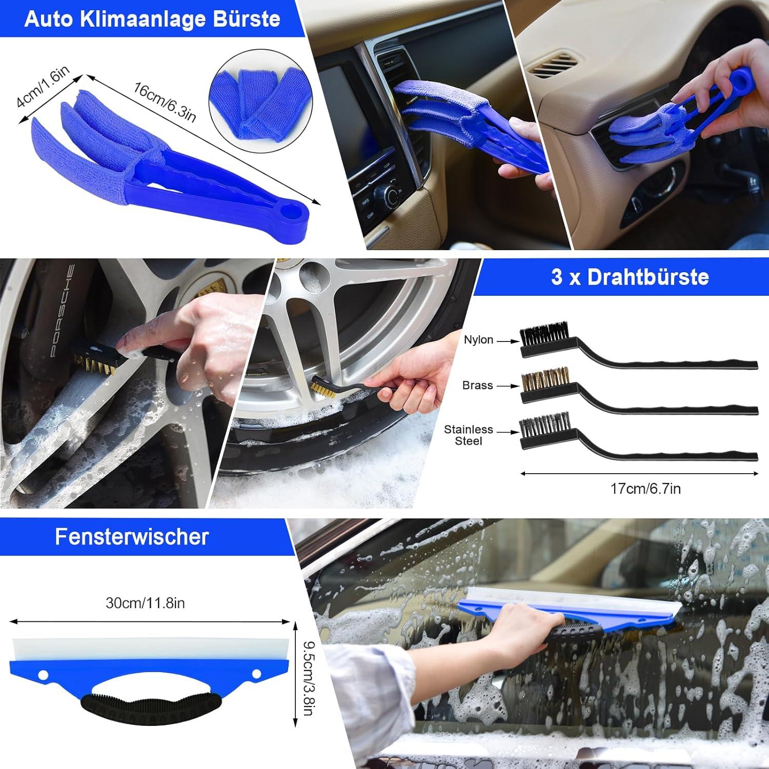 Auto Reinigungsset 20tlg Autopflege Innen & Außen Blau