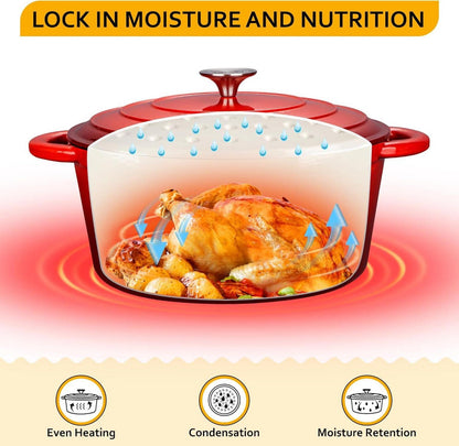 Gusseisen Topf 29cm 6.5L Emaille Bräter Brotbackform Schwarz