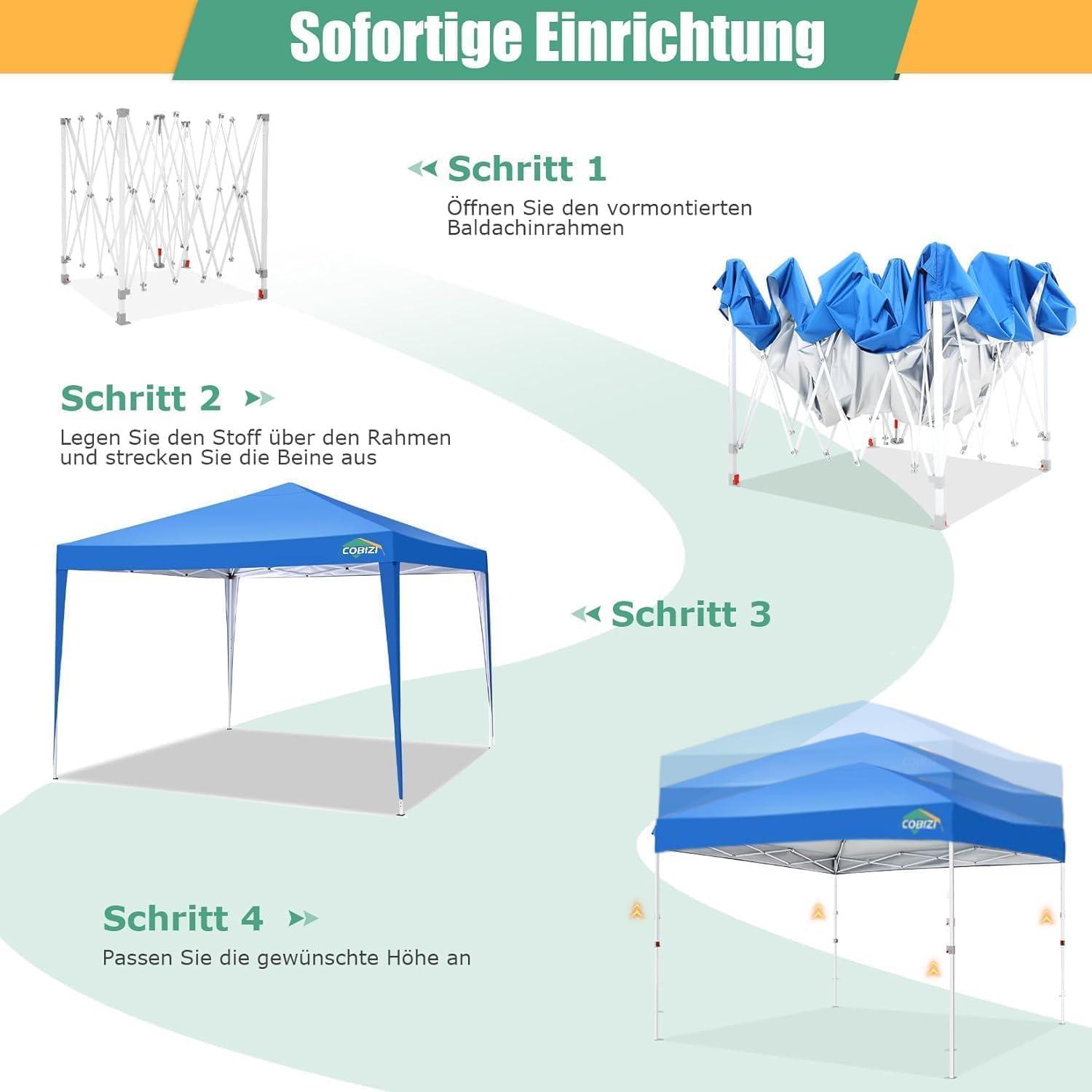 Pop-Up Pavillon 3x3m Wasserdicht UV-Schutz 50+ mit Sandsäcken