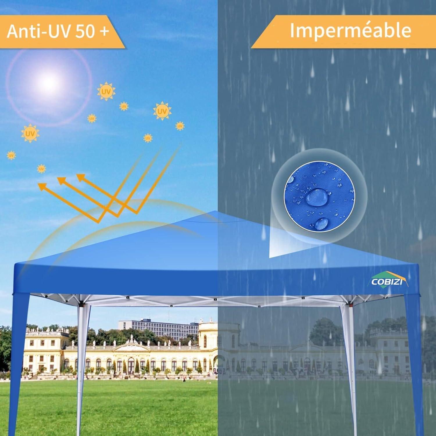 COBIZI Faltpavillon 3x3m Blau wasserdicht stabil UV-Schutz