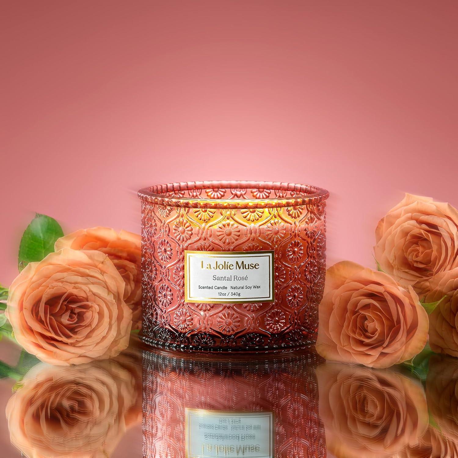 Duftkerze 2-Docht-Soja-Kerze Sandelholz-Rosé, 340g