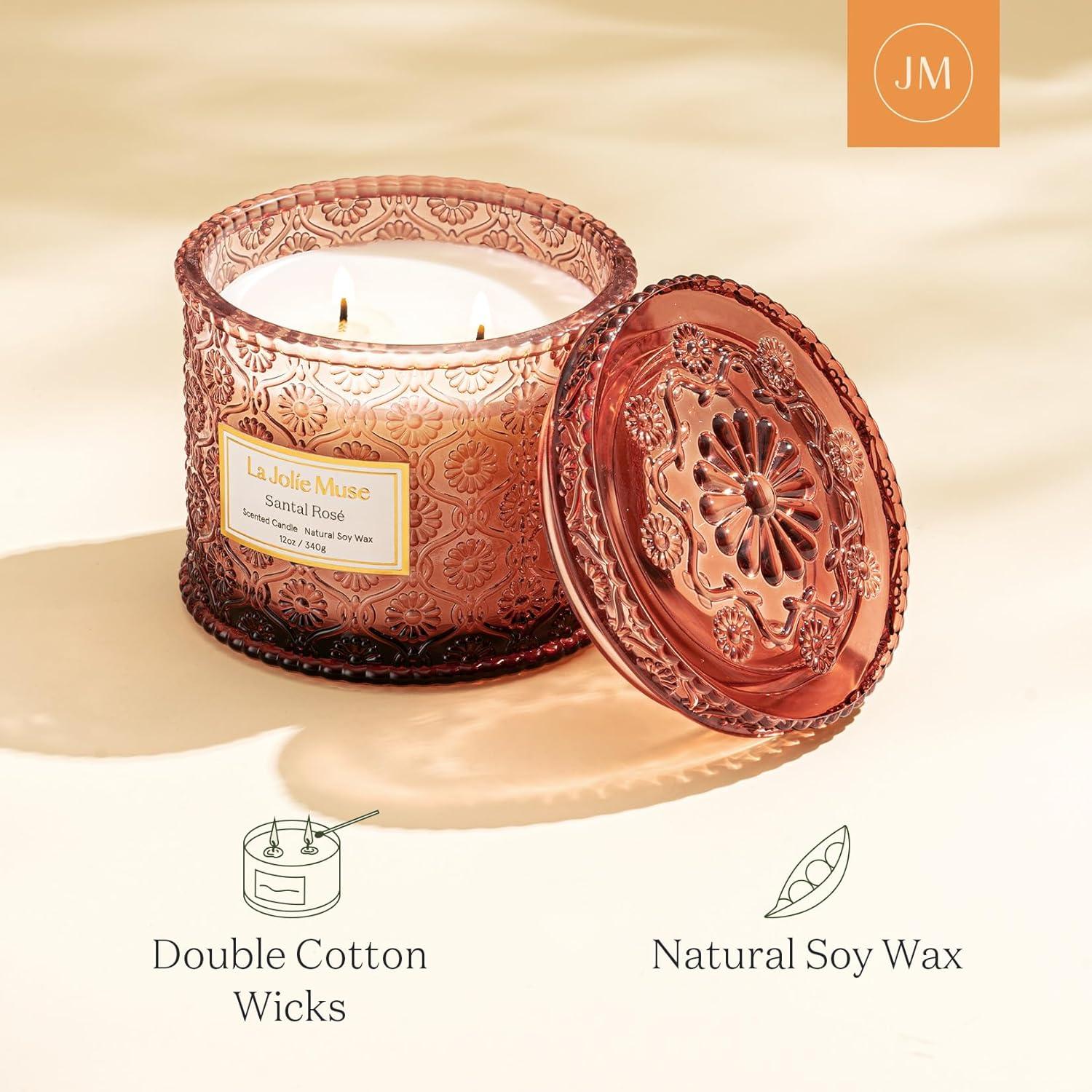Sandelholz-Rosé-Duftkerze 2-Docht-Soja-Kerze 340g