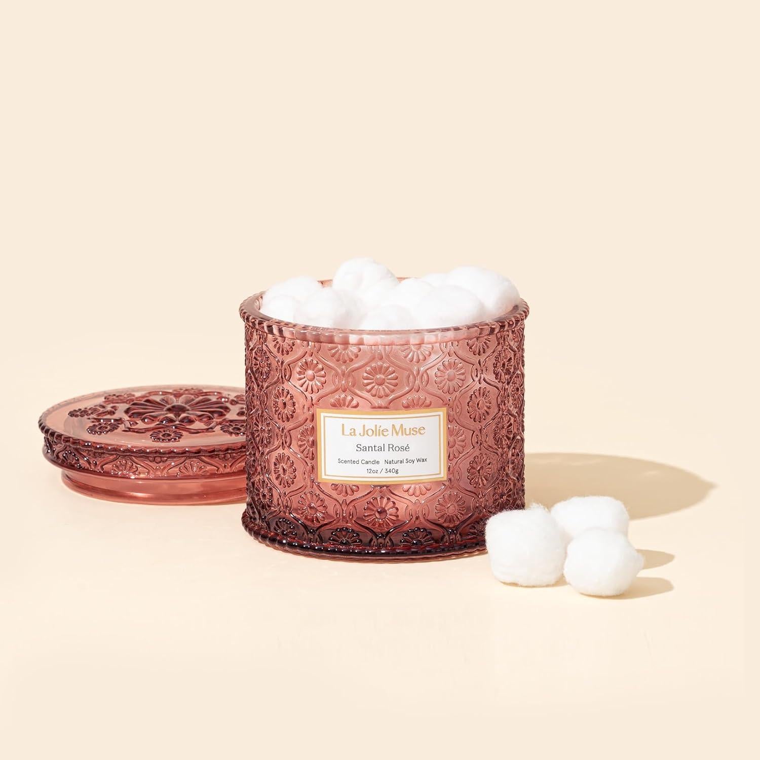Sandelholz-Rosé-Duftkerze 2-Docht-Soja-Kerze 340g
