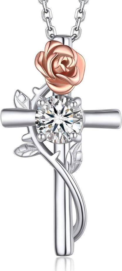 Moissanite Kreuz Kette Silber 925 Geschenkbox Valentinstag