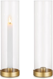 Gold Kerzenständer Set Glaszylinder Metall für Spitzkerzen Hochzeit