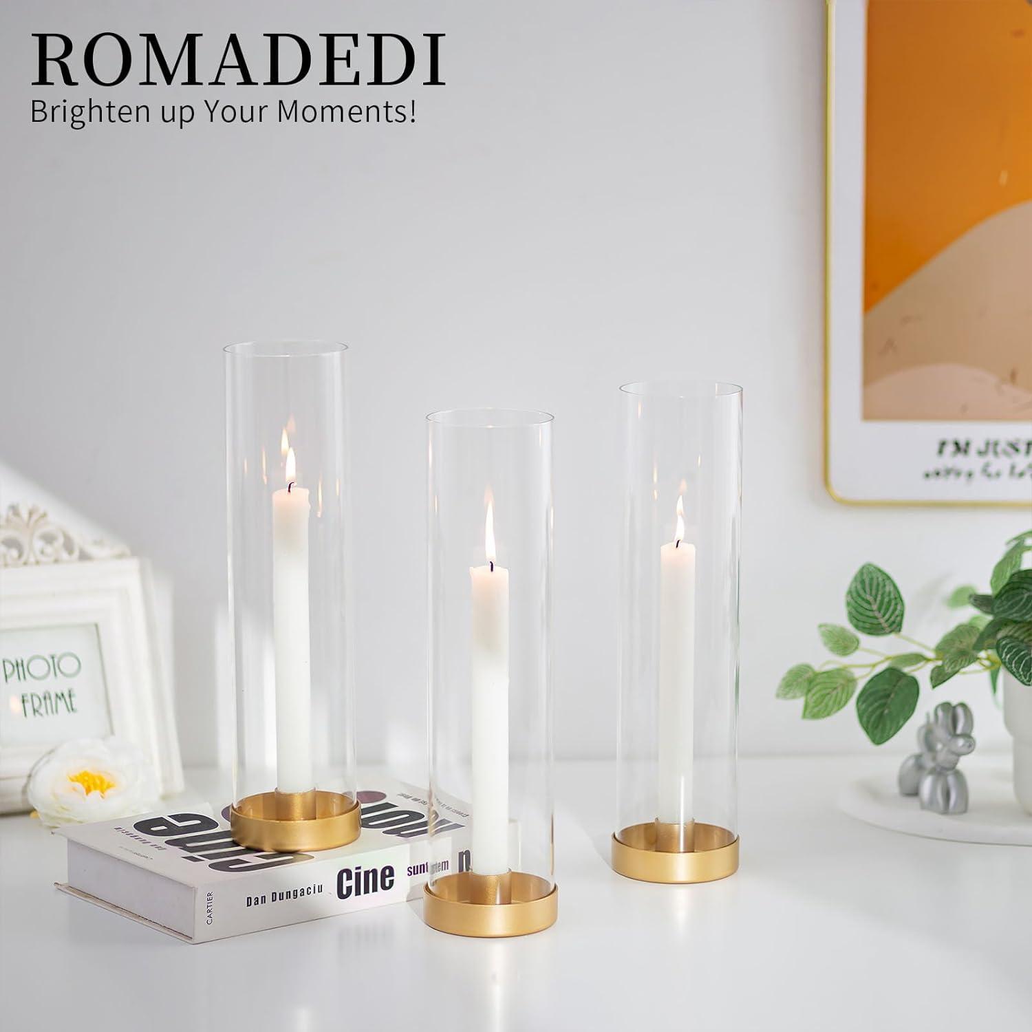 Gold Kerzenständer mit Glaszylinder für Spitzkerzen - 2er