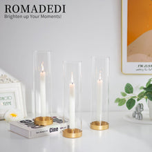 Gold Kerzenständer mit Glaszylinder für Spitzkerzen - 2er