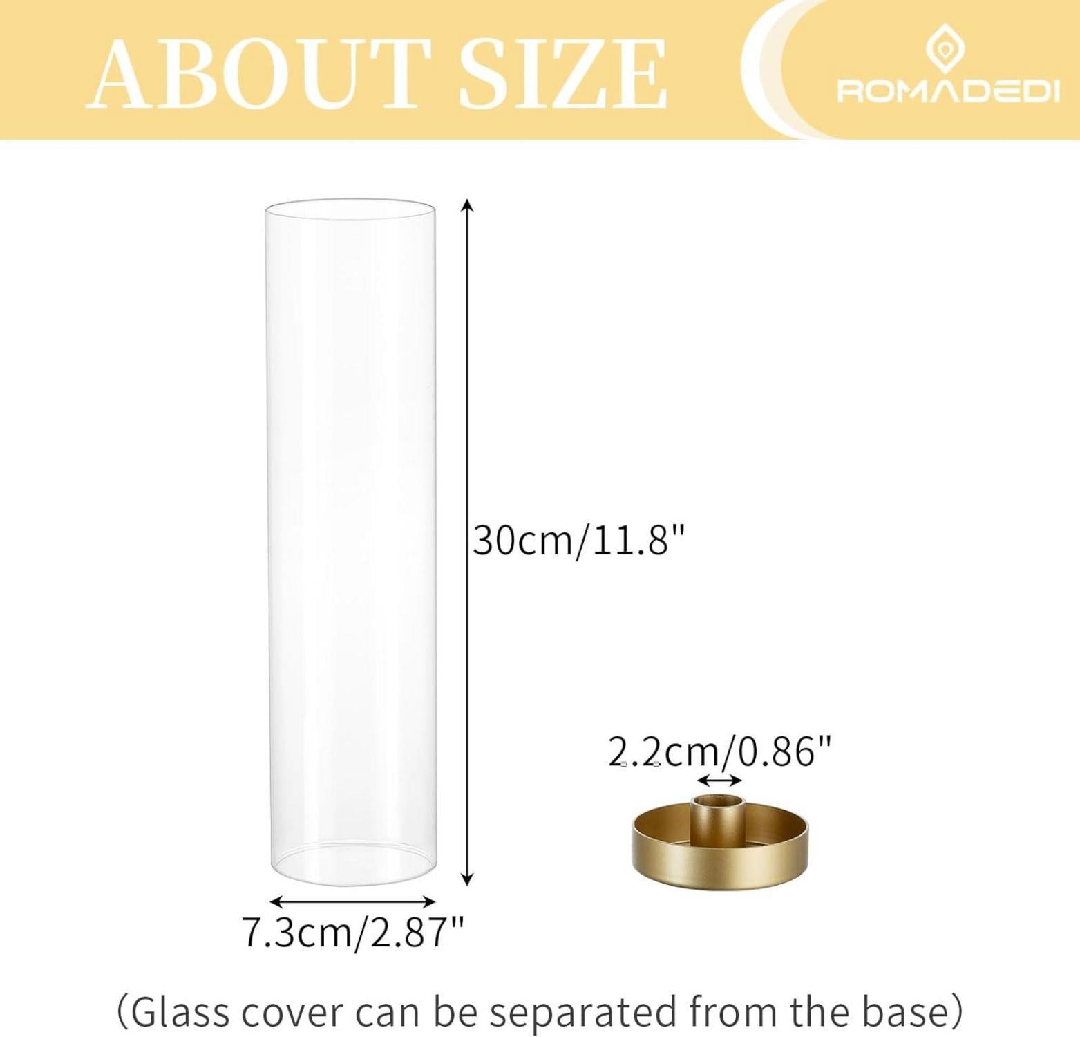 Romadedi Gold Kerzenständer Set - 2er Metall Kerzenhalter mit Glaszylinder