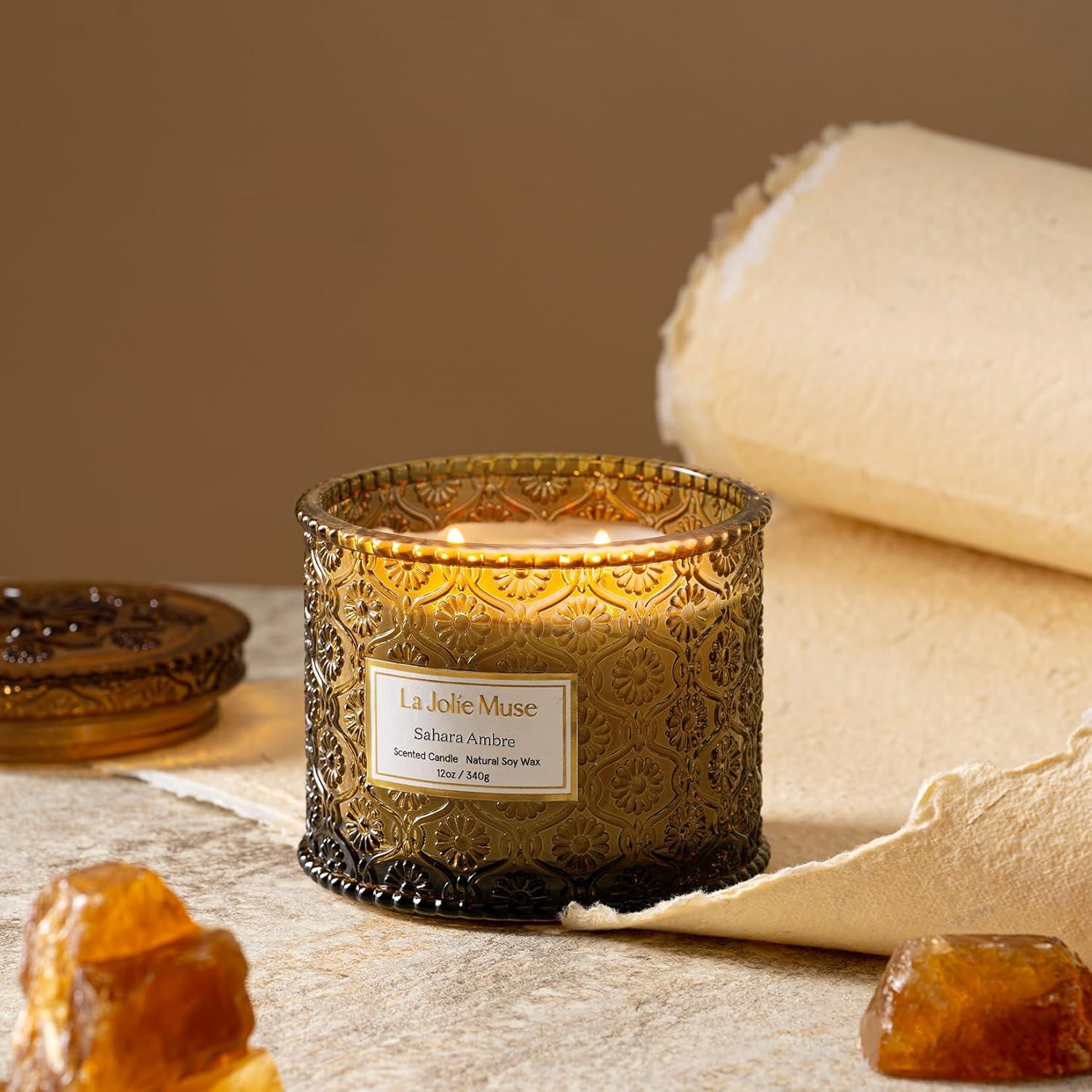 Sahara-Ambra-Kerze, Aroma-Kerzen für Zuhause, 2-Docht-Soja-Kerze