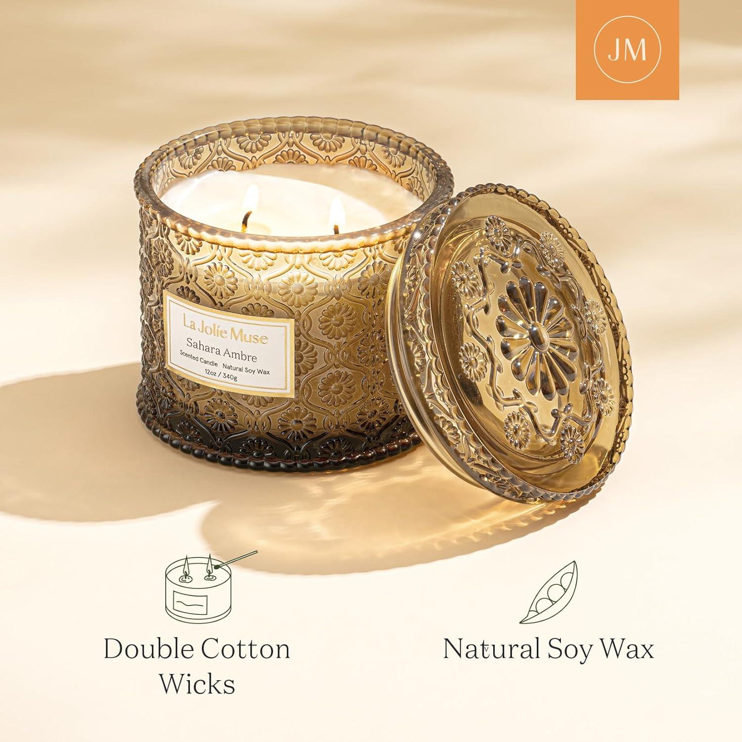 Sahara Ambra Aroma-Kerze 2-Docht-Soja-Kerze 340g Giftige kostenlose Duftkerze