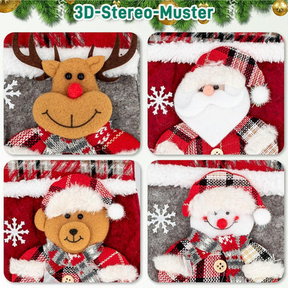 4er Set 3D Weihnachtsstrümpfe Festliche Deko Nikolausstrümpfe 34cm