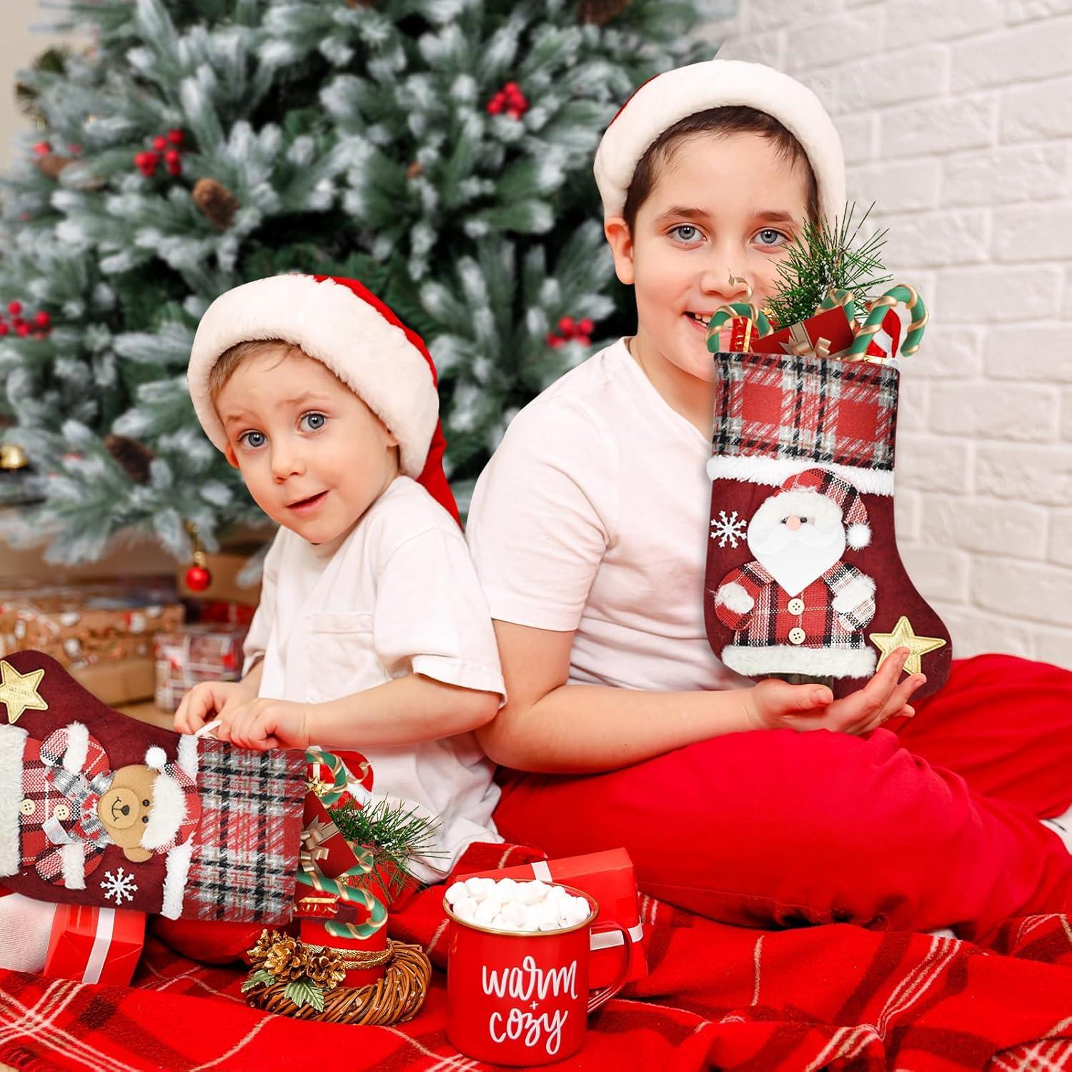 Weihnachtsstrumpf Set 4er-Pack 34cm Santa Rentier Schneemann