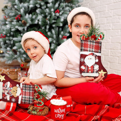 Weihnachtsstrumpf Set 4er-Pack 34cm Santa Rentier Schneemann