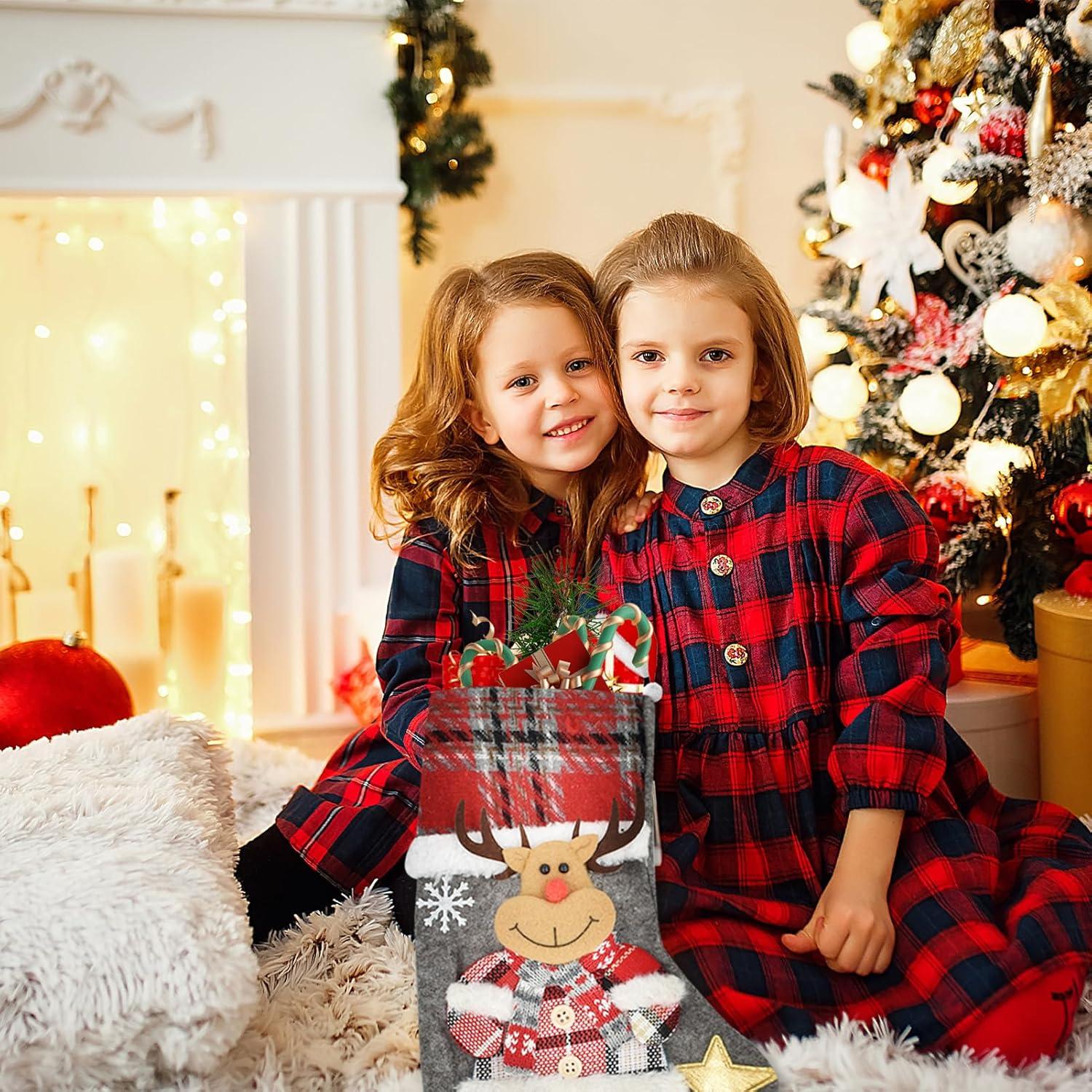 Weihnachtsstrumpf Set 4x34cm Nikolausstrümpfe für Weihnachtsdekoration