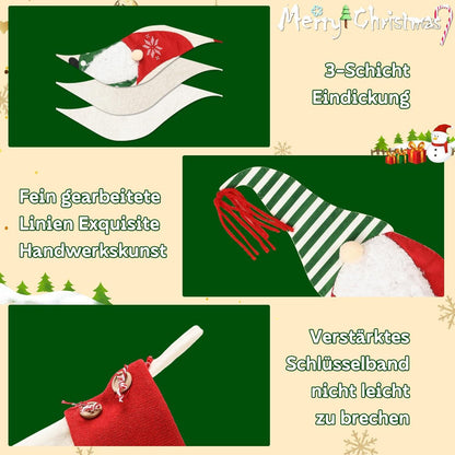 Große personalisierte Weihnachtsstrümpfe Set mit Weihnachtsmann 3D Dekoration
