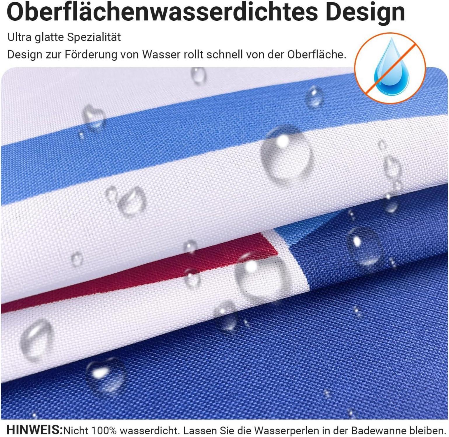 Duschvorhang 120x180cm Blaues Segel, Beschwerter Saum