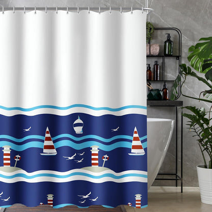 Duschvorhang Blaues Segel 120x180cm Wasserabweisend inkl. 8 Ringe
