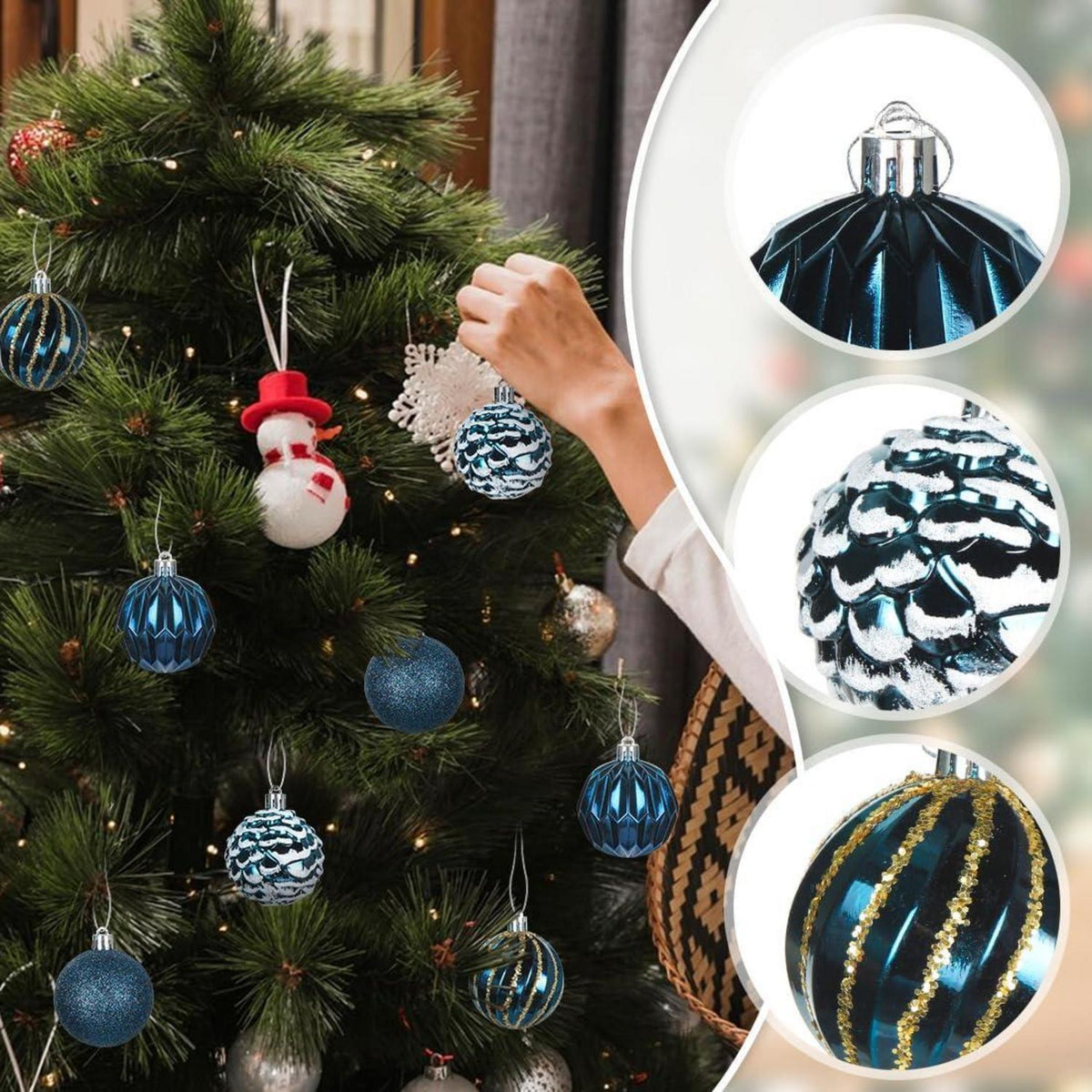 Dunkelblaue Weihnachtskugeln Set 16 Stück – 6cm Kunststoffdeko