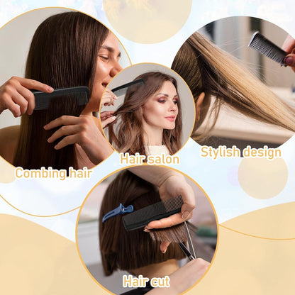 18-teiliges Schwarz Haarkamm Set Fein Grobgezahnter Friseur Styling Kamm