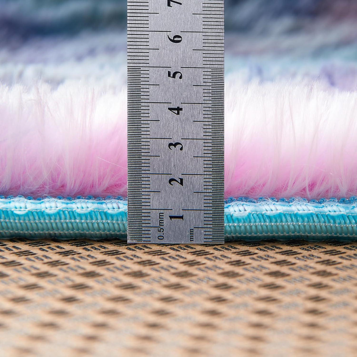 Flauschiger Rundteppich Blau-Violett 200x200 cm – Weicher Kuschelteppich