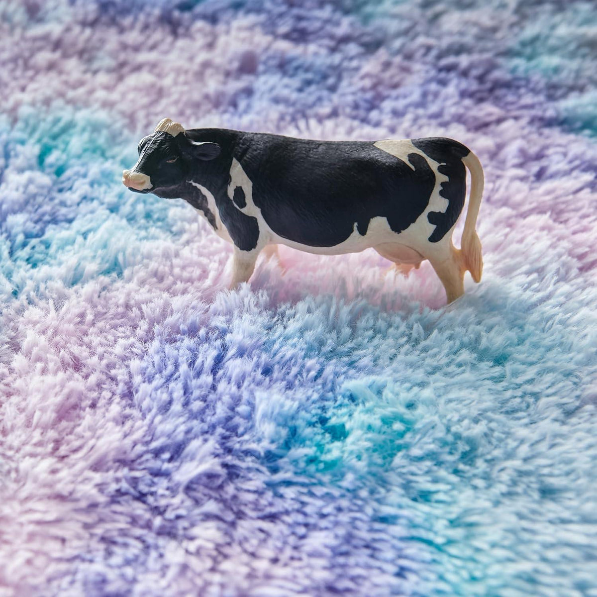 Flauschiger Rundteppich Blau-Violett 200x200 cm – Weicher Kuschelteppich
