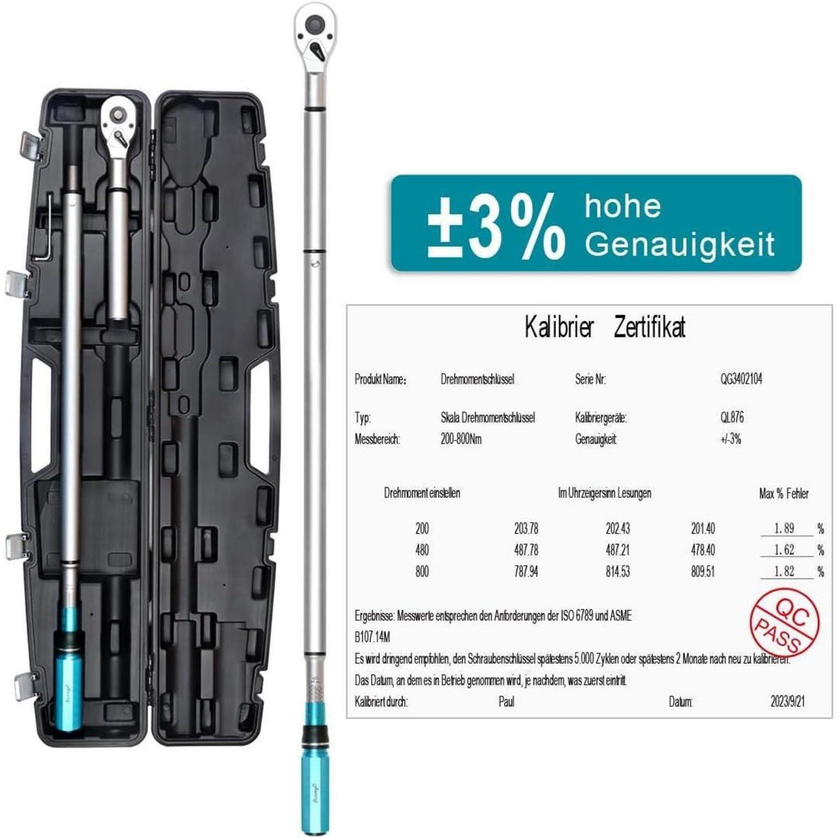 Drehmomentschlüssel 3/4 Zoll 200-800 Nm für LKW & Motorrad
