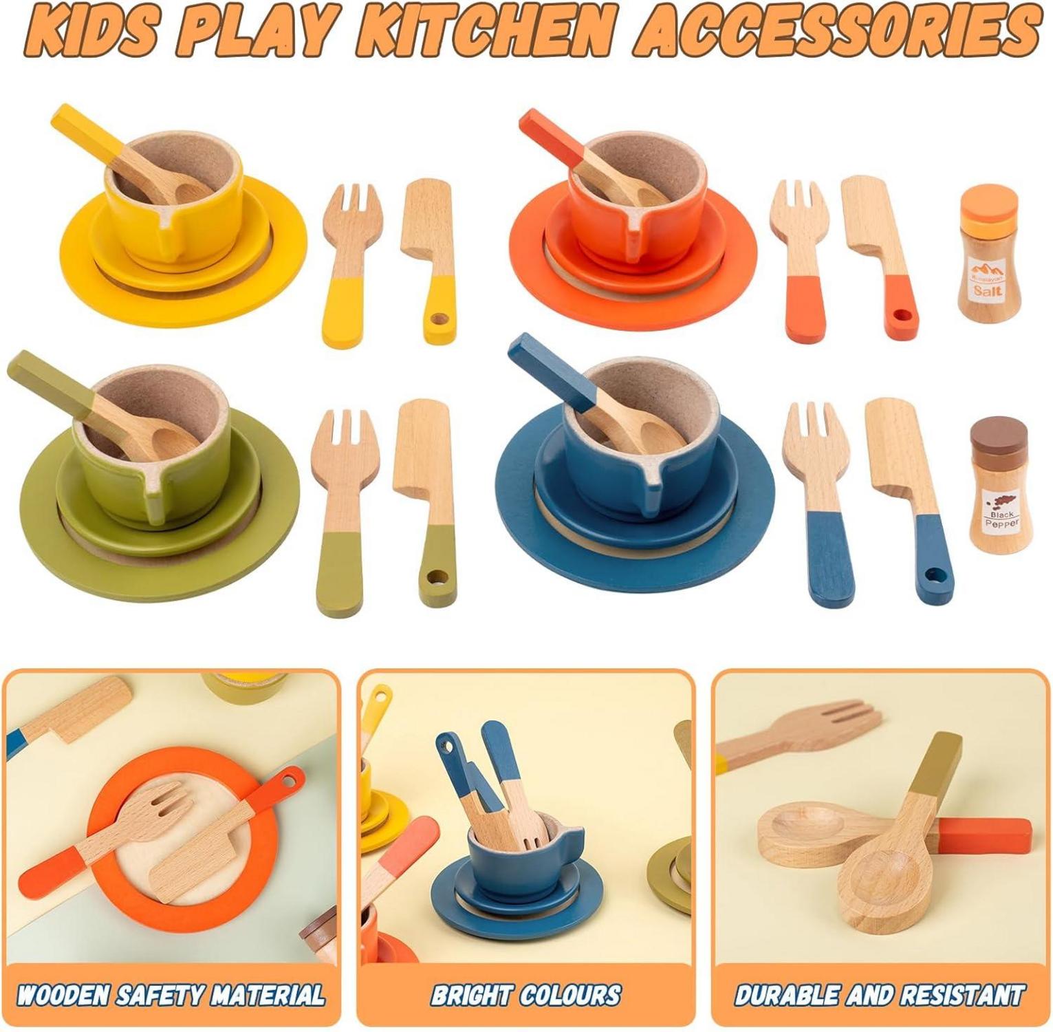 Holz Geschirrset Kinderküche Spielzeug 26tlg. Kinder Holz