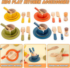 Holz Geschirrset Kinderküche Spielzeug 26tlg. Kinder Holz