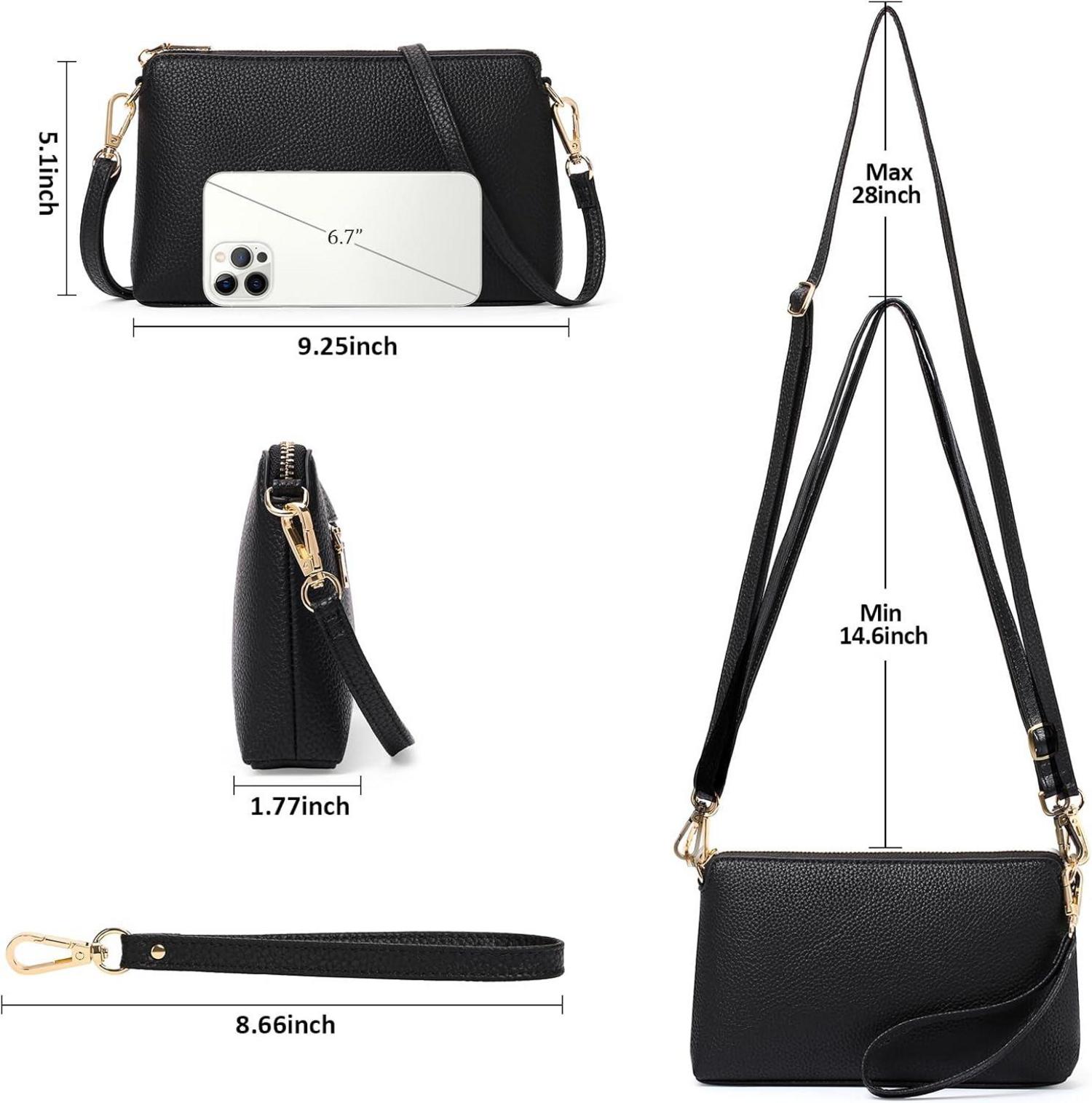 Damen Umhängetasche Crossbody Bag Verstellbar Schwarz A01-1