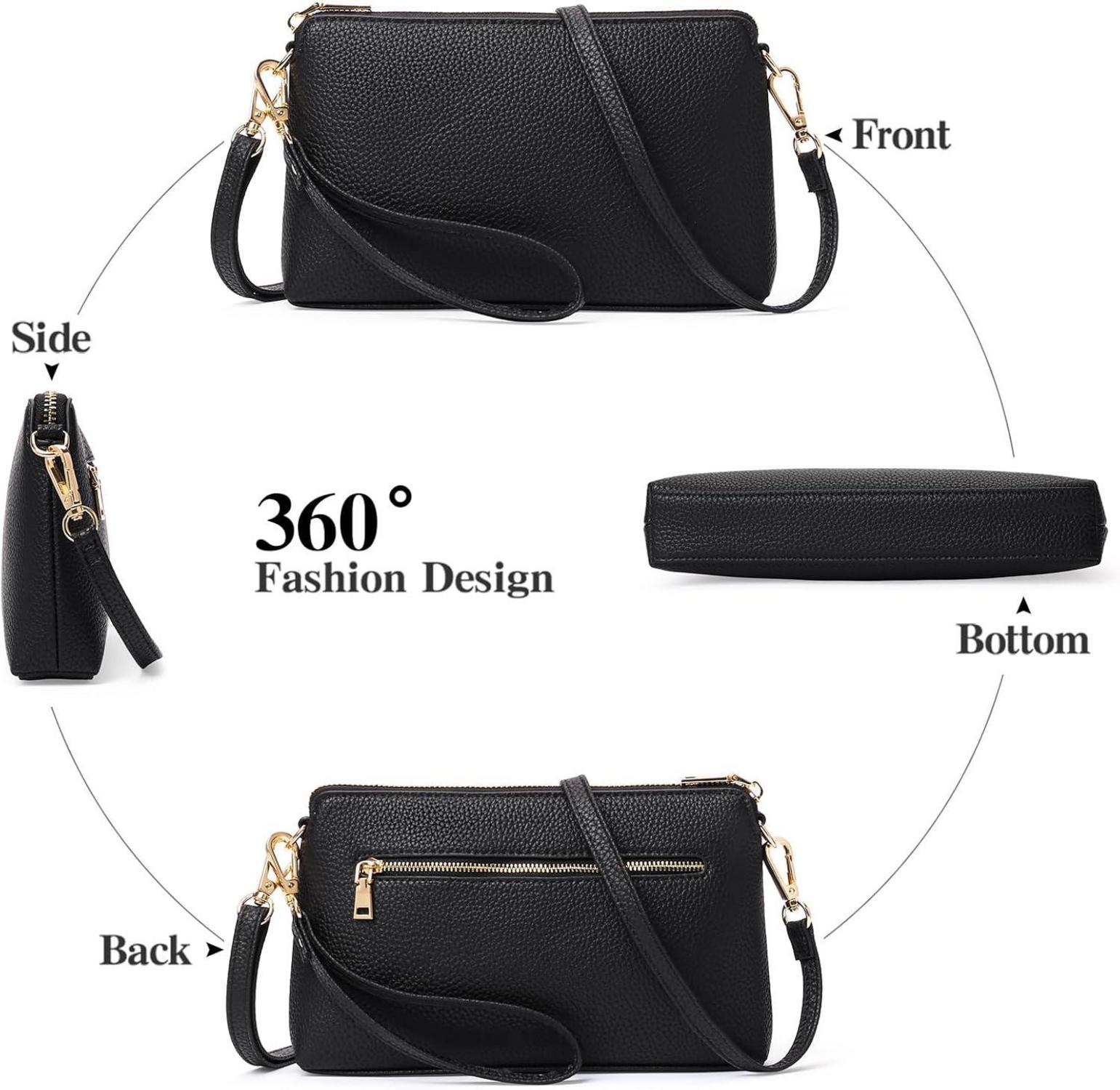 Umhängetasche Damen Crossbody Bag mit Kartenfächer A01-1schwarz