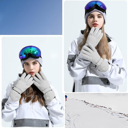 Damen Skihandschuhe Rosa Touchscreen Wasserdicht Warm Fleece Snowboard