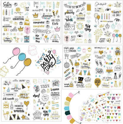 350 Stück Geburtstag Sticker Set Glitzer Fotoalbum Kinder Gästebuch