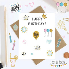 VIKY® Geburtstag Sticker Set 350 Glitzer Sticker Fotoalbum Kinder