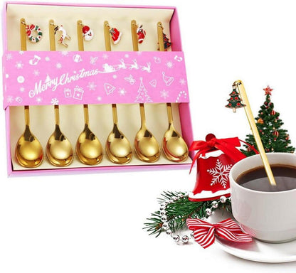 Weihnachtslöffel Set Edelstahl Geschenkbox Gold