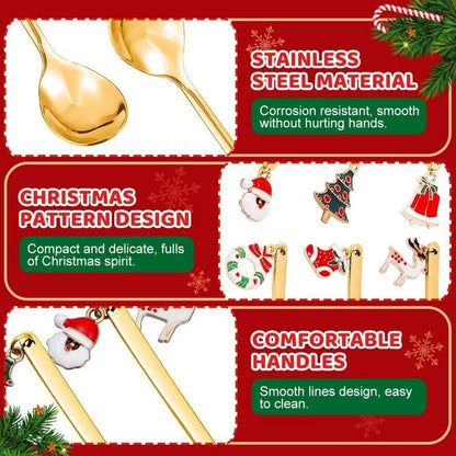 Weihnachtslöffel Set Edelstahl Geschenkbox Gold